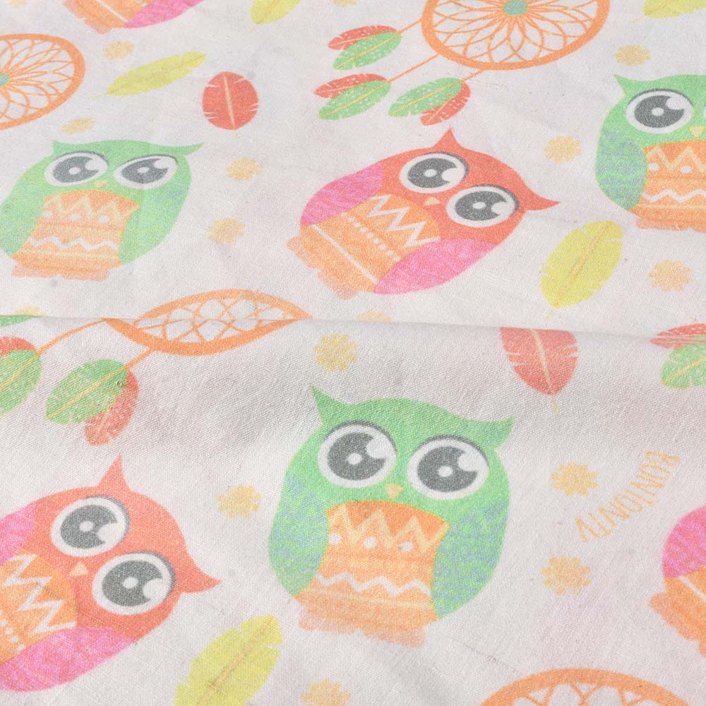 ABSTRACT WHITE DIGITAL PRINTED KHADI COTTON 120 GSM HANDWOVEN FABRIC