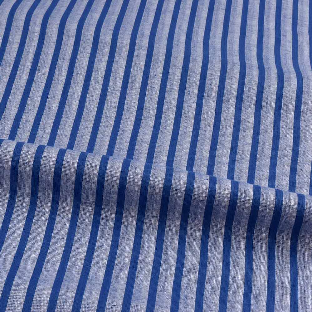 STRIPE ROYAL BLUE PURE COTTON 98 GSM HANDWOVEN FABRIC