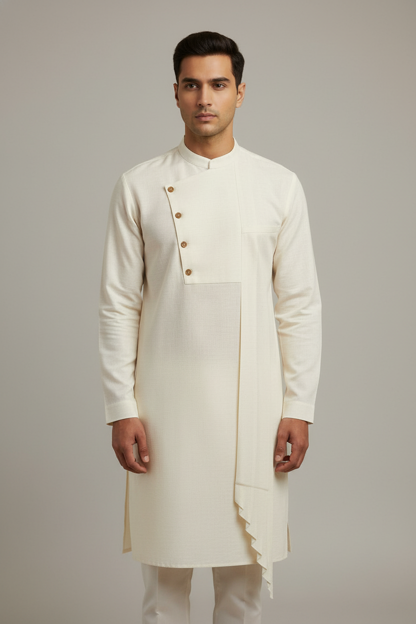 Pleated Men's Angrakha Kurta