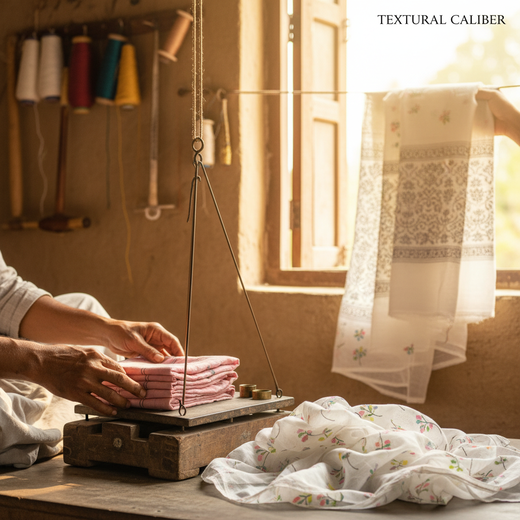 Different Jamdani fabric weights arranged for wholesale sourcing and commercial textile selection.