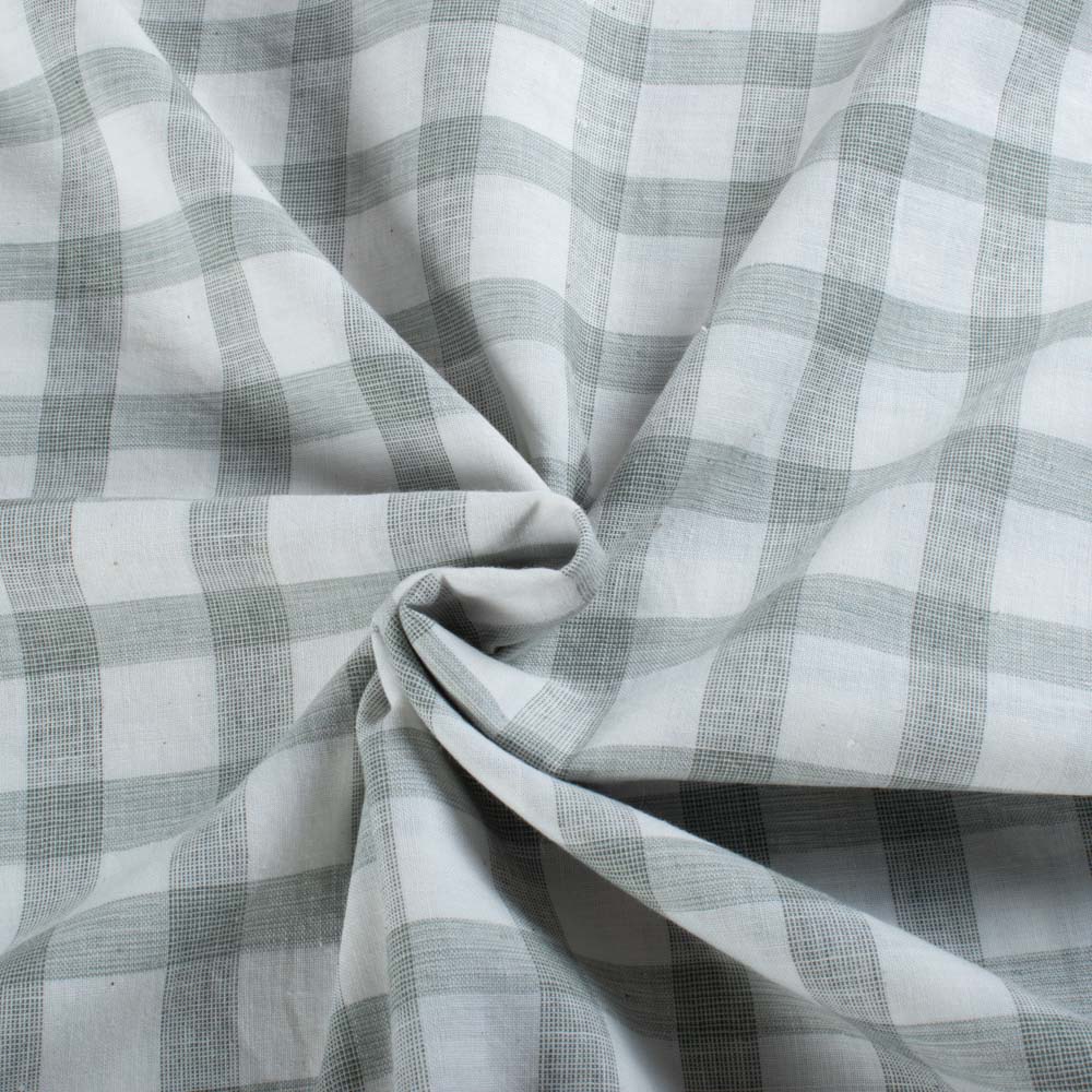 Check Blue White Pure Cotton 100 GSM Handwoven Fabric 853