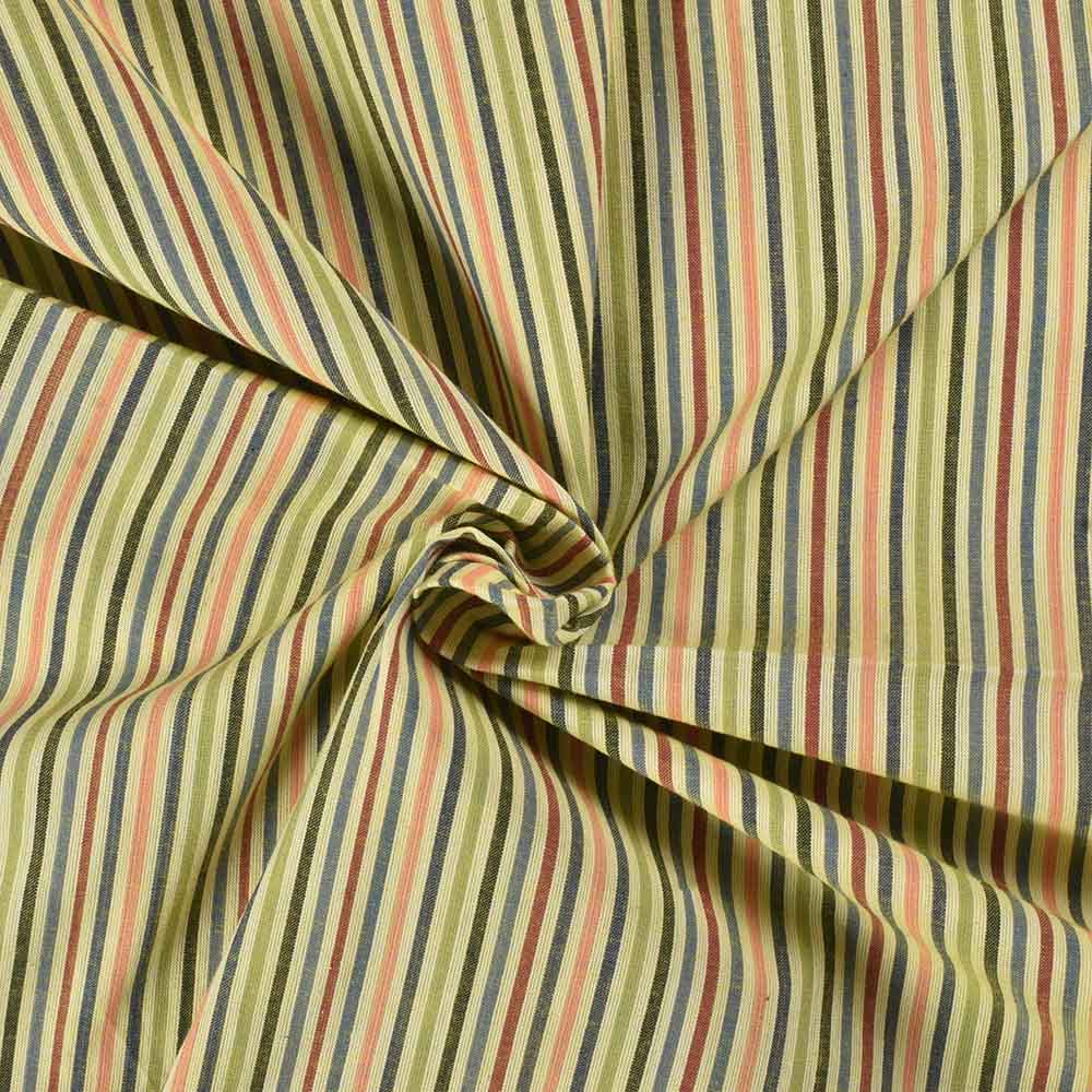 Stripe Multicolor Pure Cotton 85 GSM Handwoven Fabric