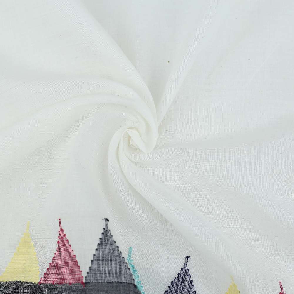 Geometric Cream Jamdani Pure Cotton 55 GSM Fabric 73