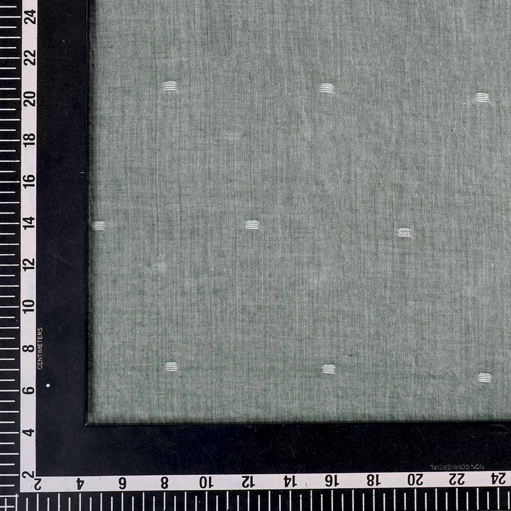 GREEN GEOMETRIC JAMDANI PURE COTTON 55 GSM HANDWOVEN FABRIC