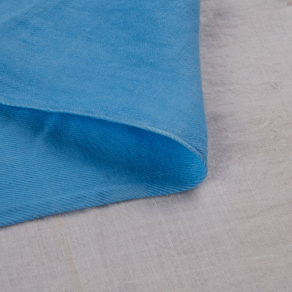 Solid Satin Twill Blue Pure Cotton 102 GSM Handwoven Fabric