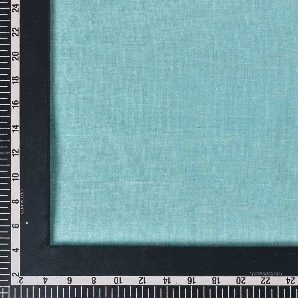CHAMBRAY LIGHT TEAL KHADI COTTON 105 GSM HANDWOVEN FABRIC