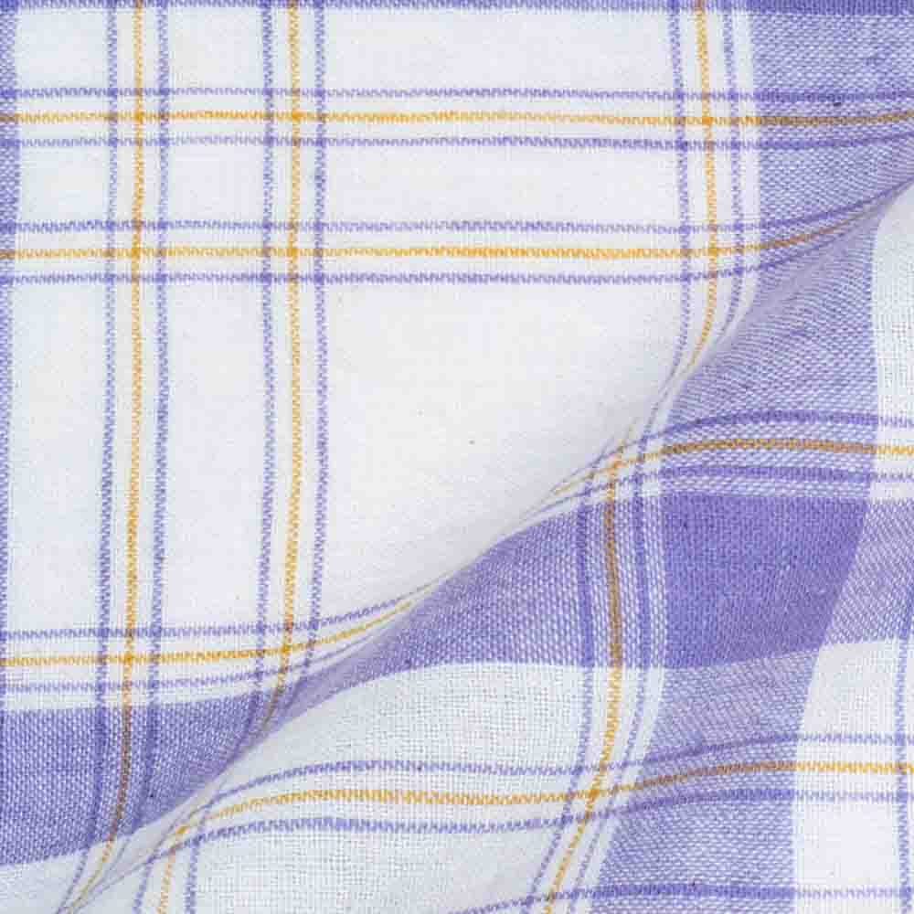 CHECK PURPLE & WHITE PURE COTTON 90 GSM HANDWOVEN FABRIC