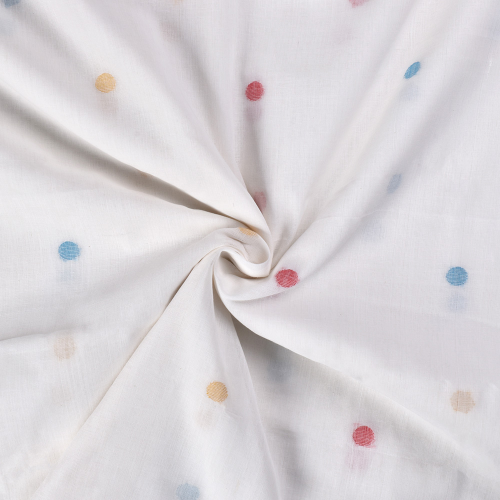 Geometric White Jamdani Pure Cotton 55 GSM Fabric 175