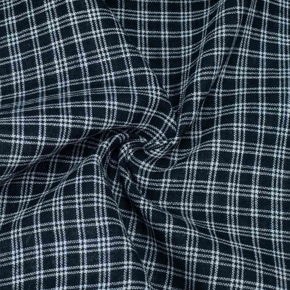 Check Black Pure Cotton 105 GSM Handwoven Fabric 14