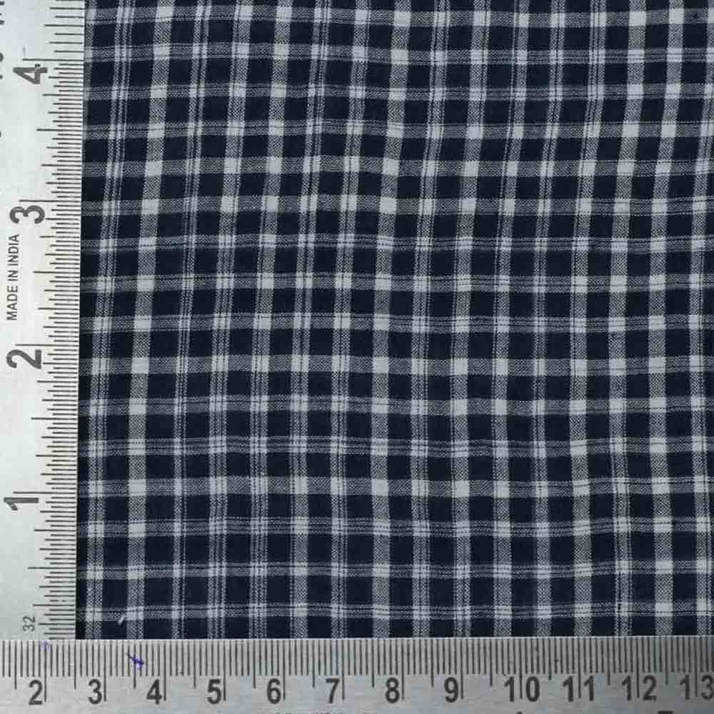 CHECK BLACK & WHITE PURE COTTON 65 GSM HANDWOVEN FABRIC