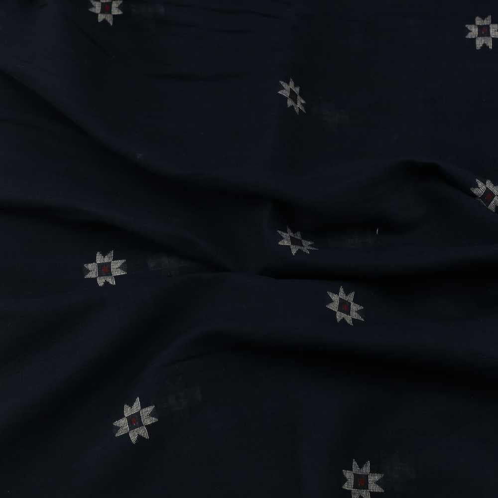 Geometric Midnight Blue Jamdani Pure Cotton 55 GSM Fabric 88