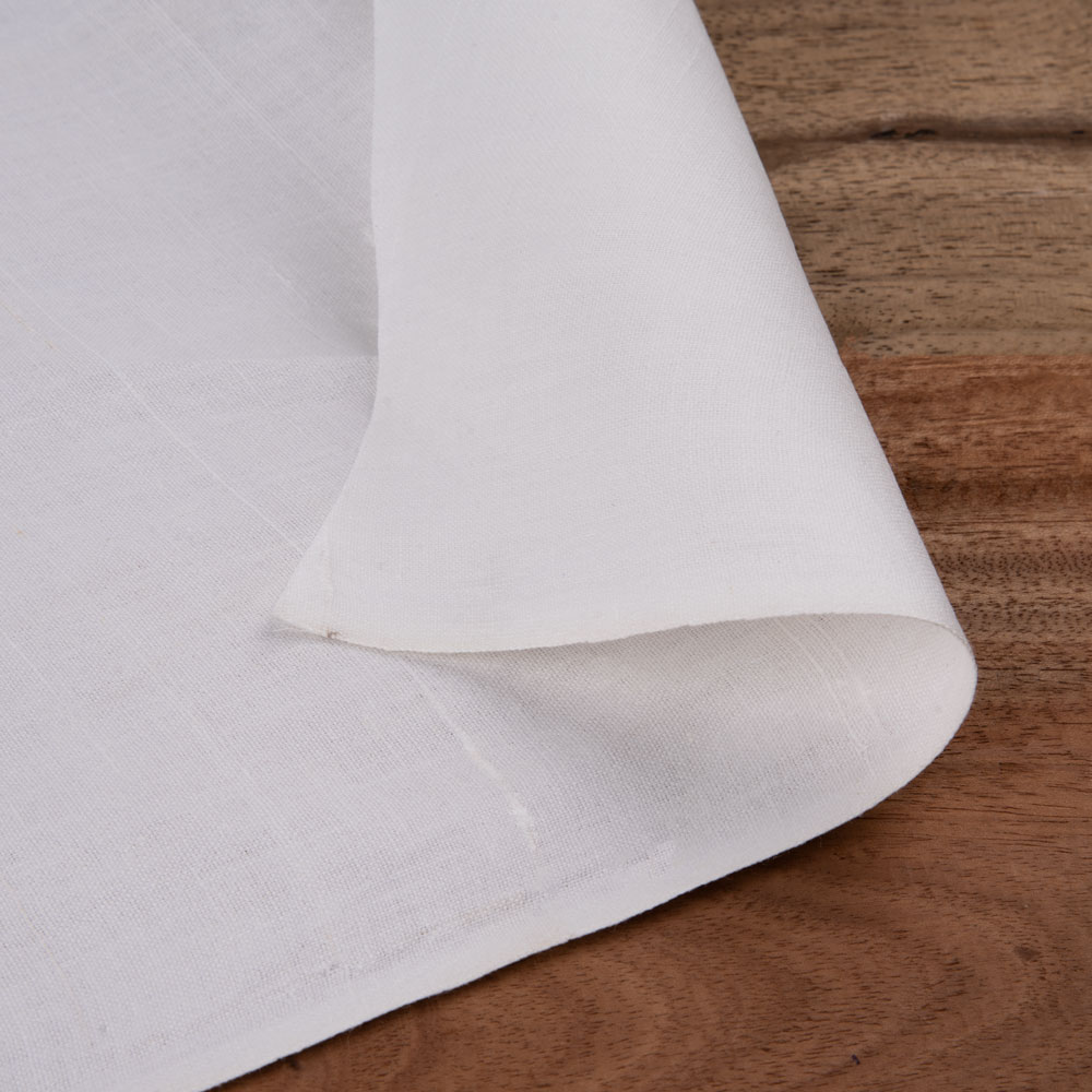 White Muslin Khadi Cotton 115 GSM Fabric - Bleached White & Dyeable