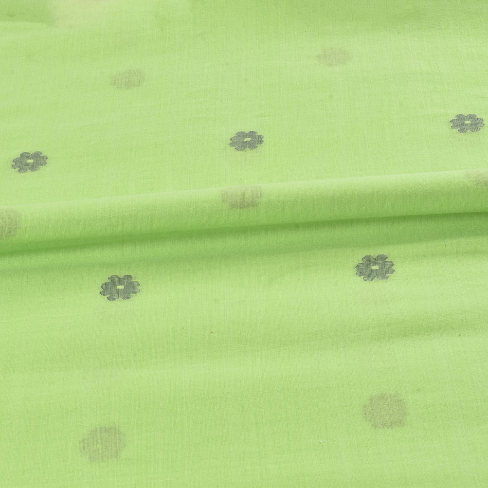 Close-up of Jamdani fabric showcasing its floral patterns.