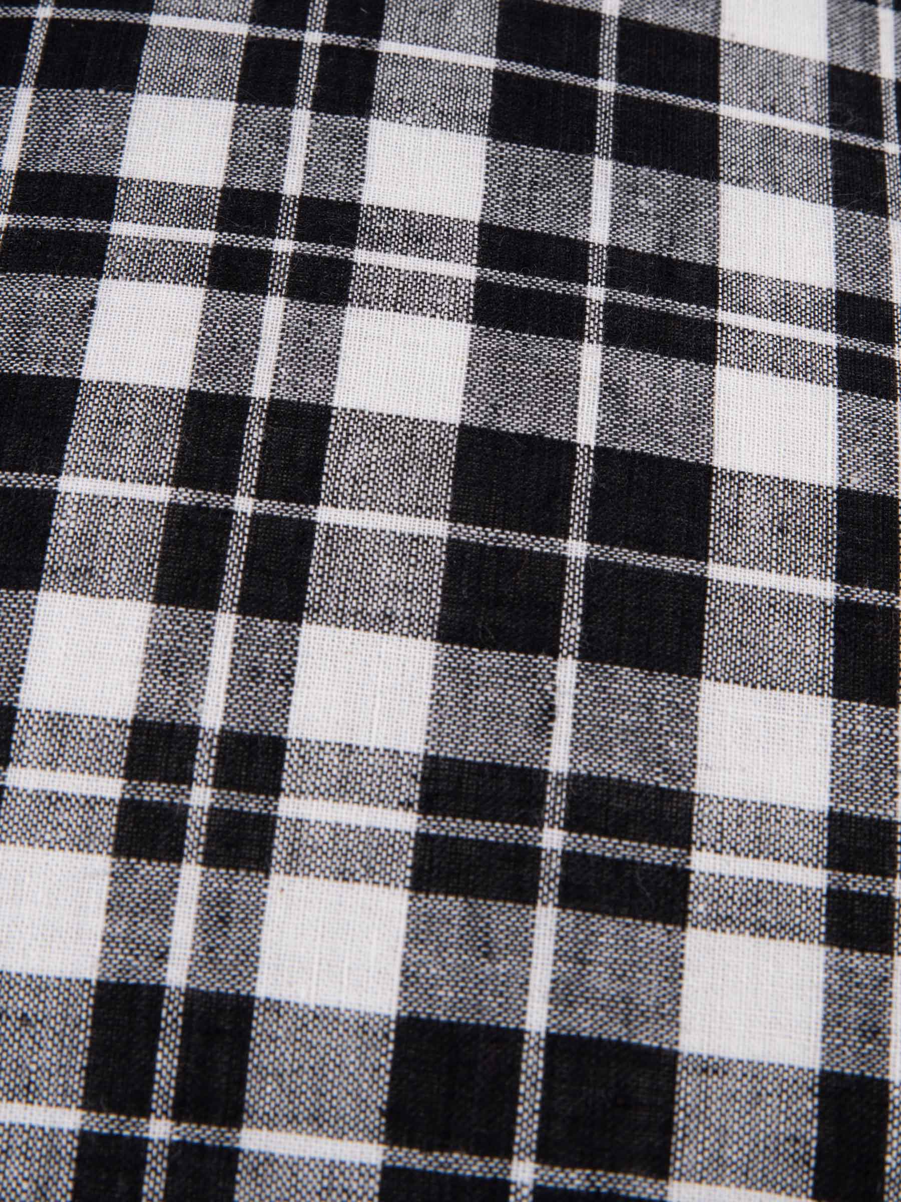 White & Black Checked Square Cushion Cover 