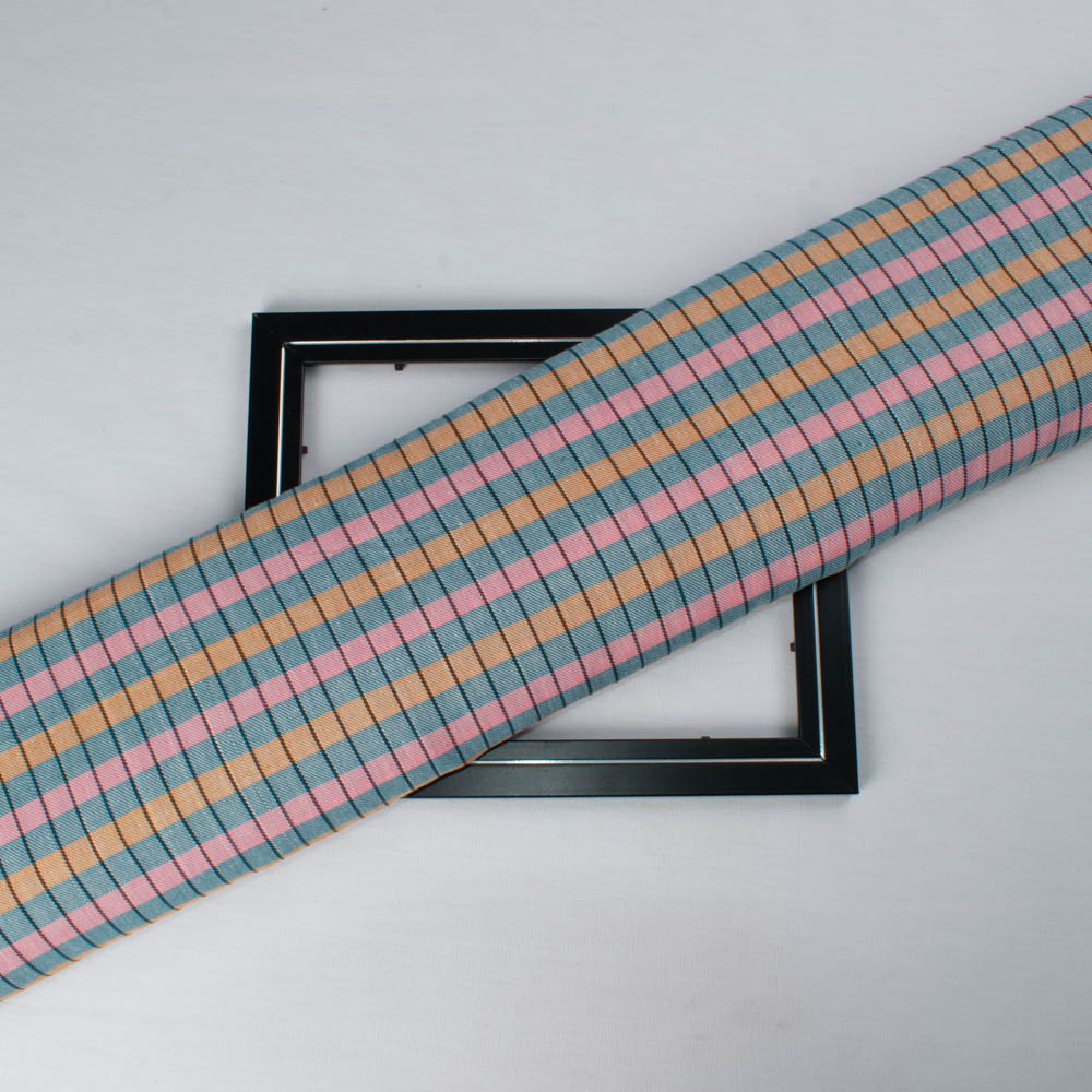 Check Twill Multicolor Pure Cotton 100 GSM Handwoven Fabric