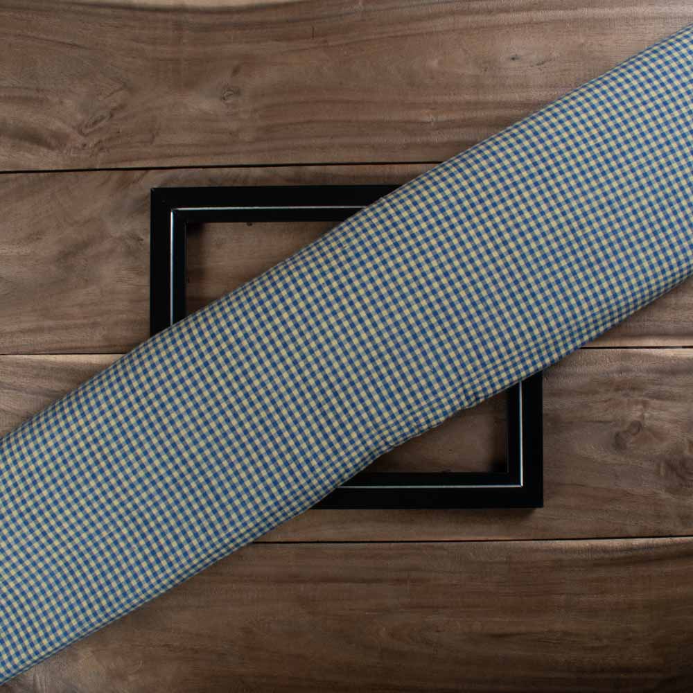 Blue & White Check Pure Cotton 90 GSM Handwoven Fabric