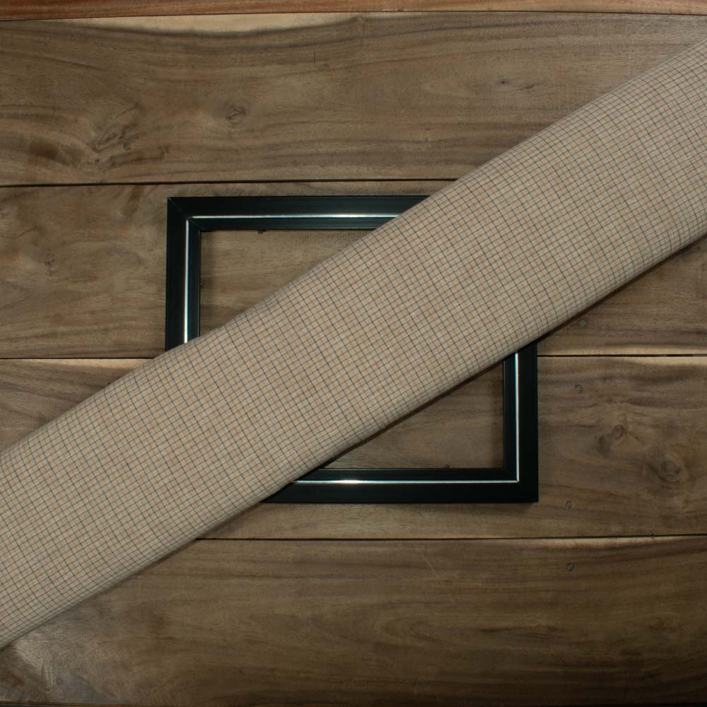 Check Cream Brown Pure Cotton 90 GSM Handwoven Fabric