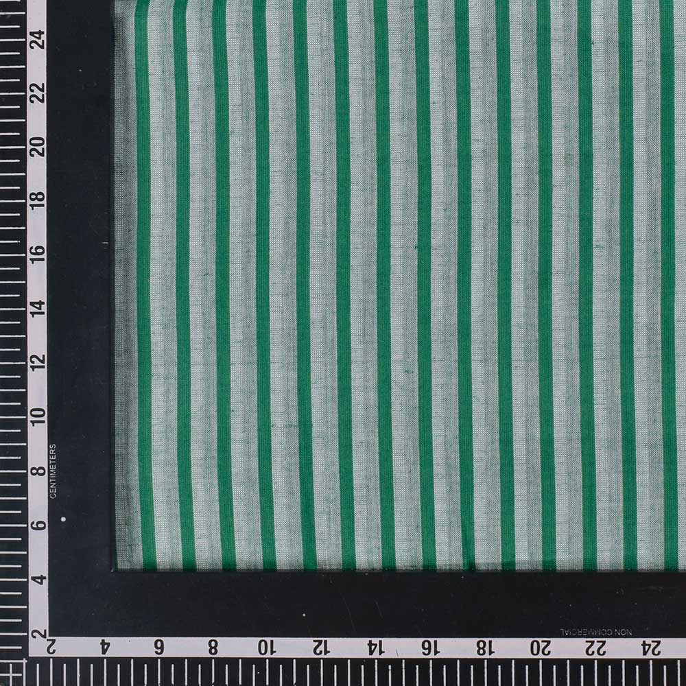 STRIPE FOREST GREEN PURE COTTON 98 GSM HANDWOVEN FABRIC