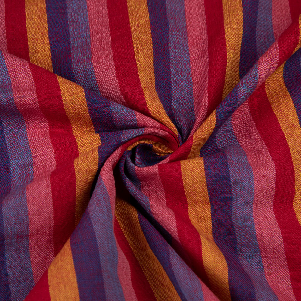 Stripe Mulricolour Pure Cotton 86 GSM Handwoven Fabric 176