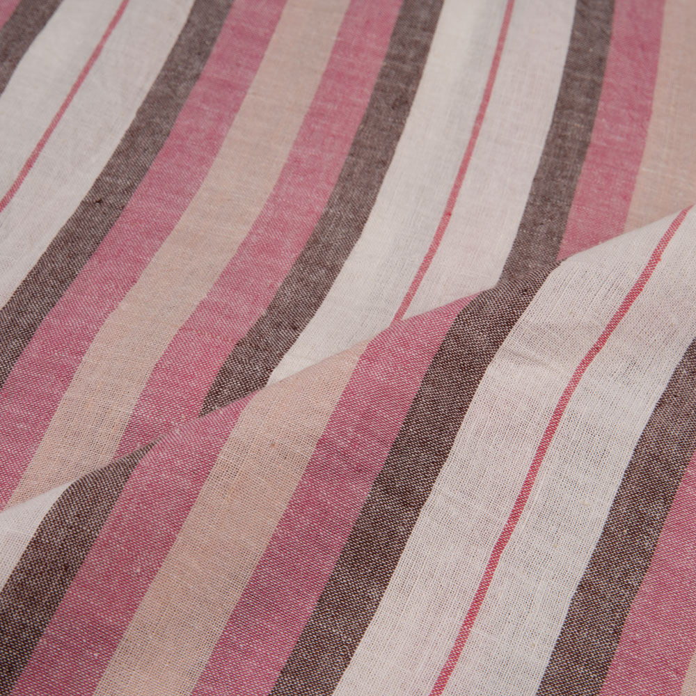 STRIPE RED PURE COTTON 96 GSM HANDWOVEN FABRIC 170