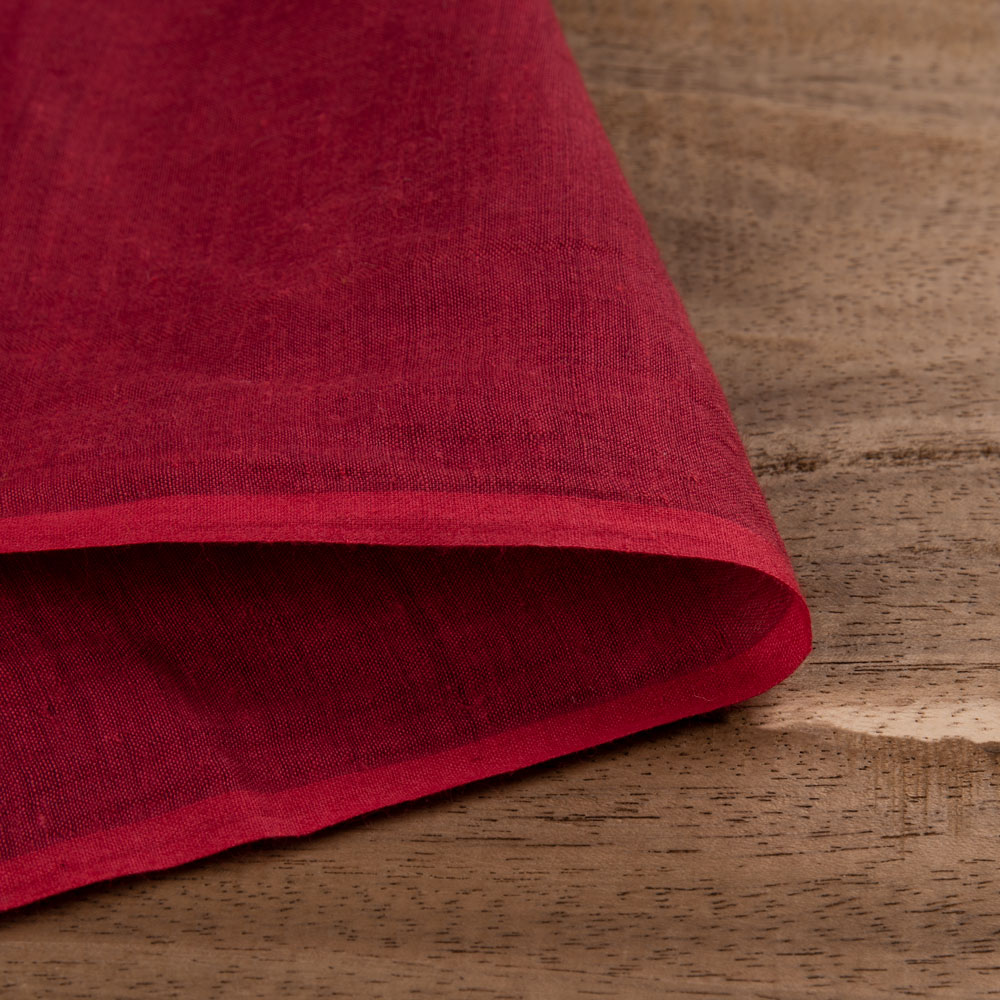 Plain Red Khadi Cotton 69 GSM Handwoven Fabric