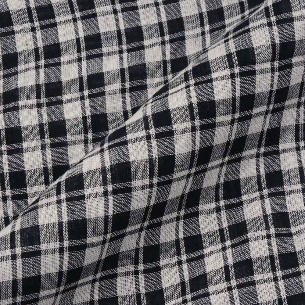 CHECK BLACK & WHITE PURE COTTON 88 GSM HANDWOVEN FABRIC
