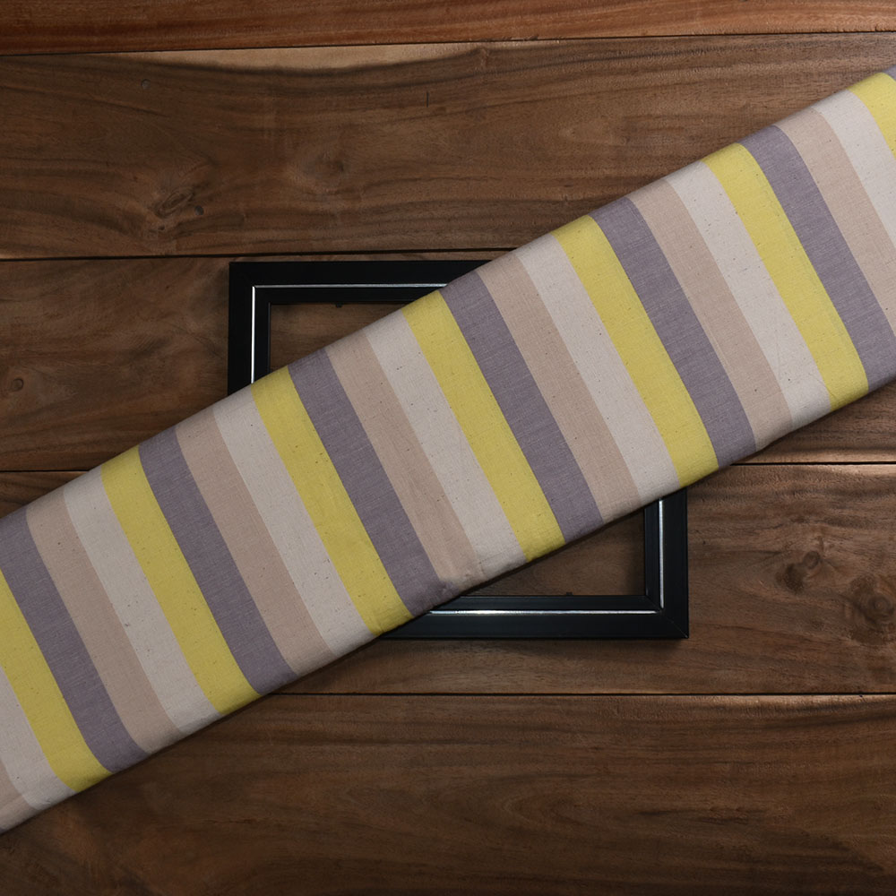 Stripe Multicolor Pure Cotton 145 GSM Handwoven Fabric