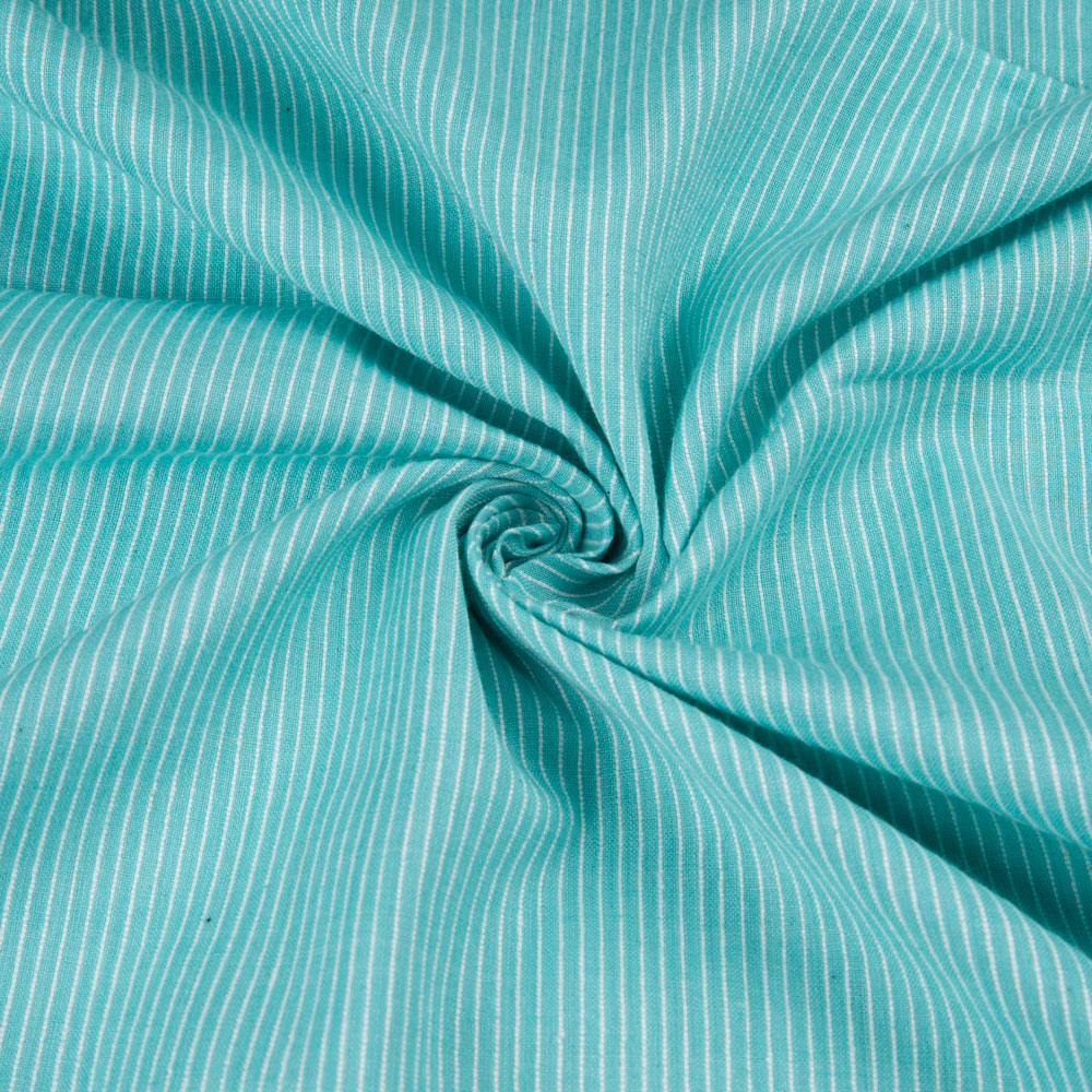 Stripe Blue Pure Cotton 99 GSM Handwoven Fabric
