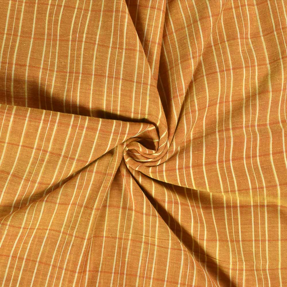 Check Mustard Yellow Pure Cotton 66 GSM Handwoven Fabric