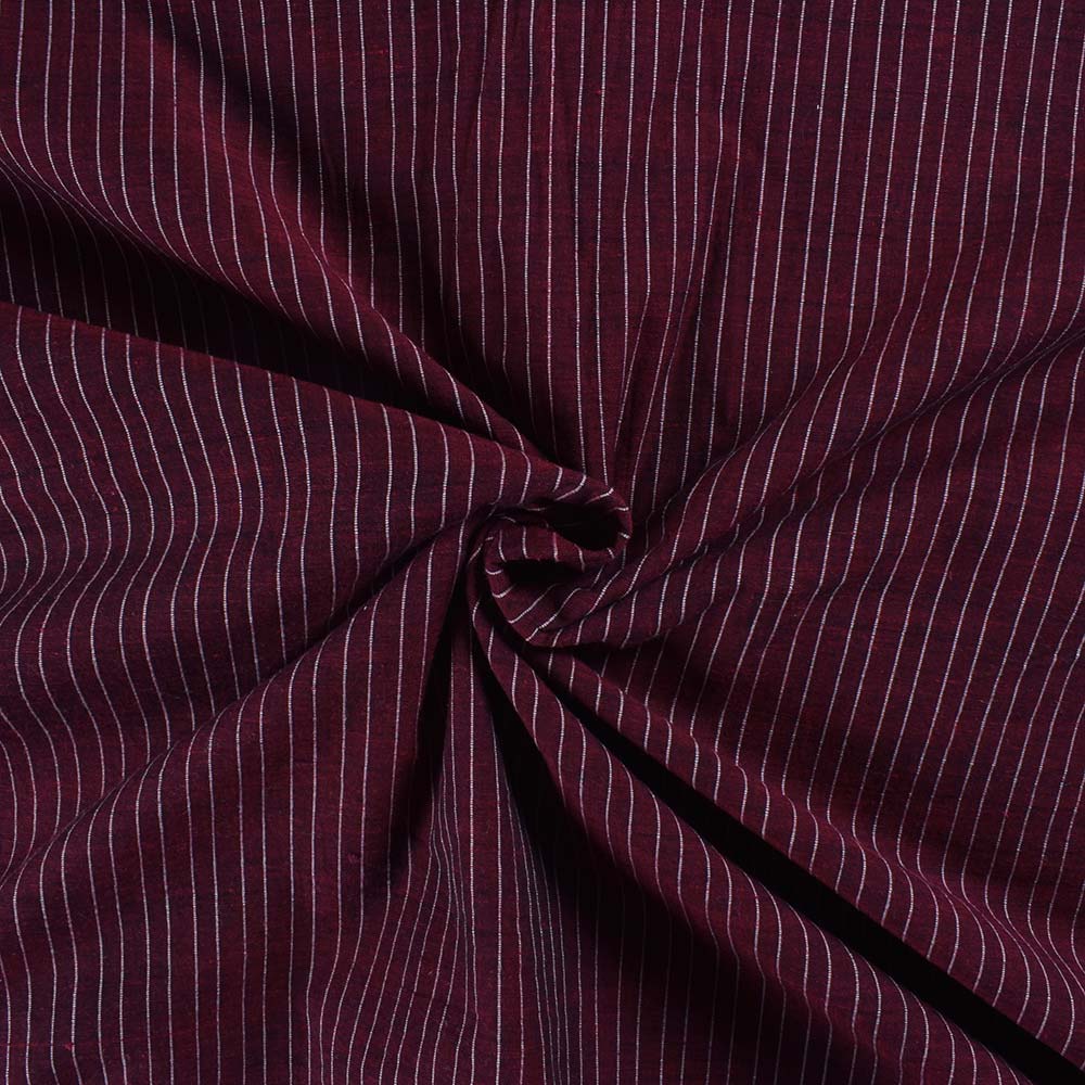 Stripe Maroon Pure Cotton 74 GSM Handwoven Fabric P14