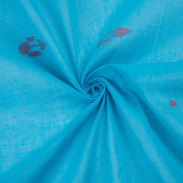 Geometric Blue Jamdani Pure Cotton 58 GSM Fabric