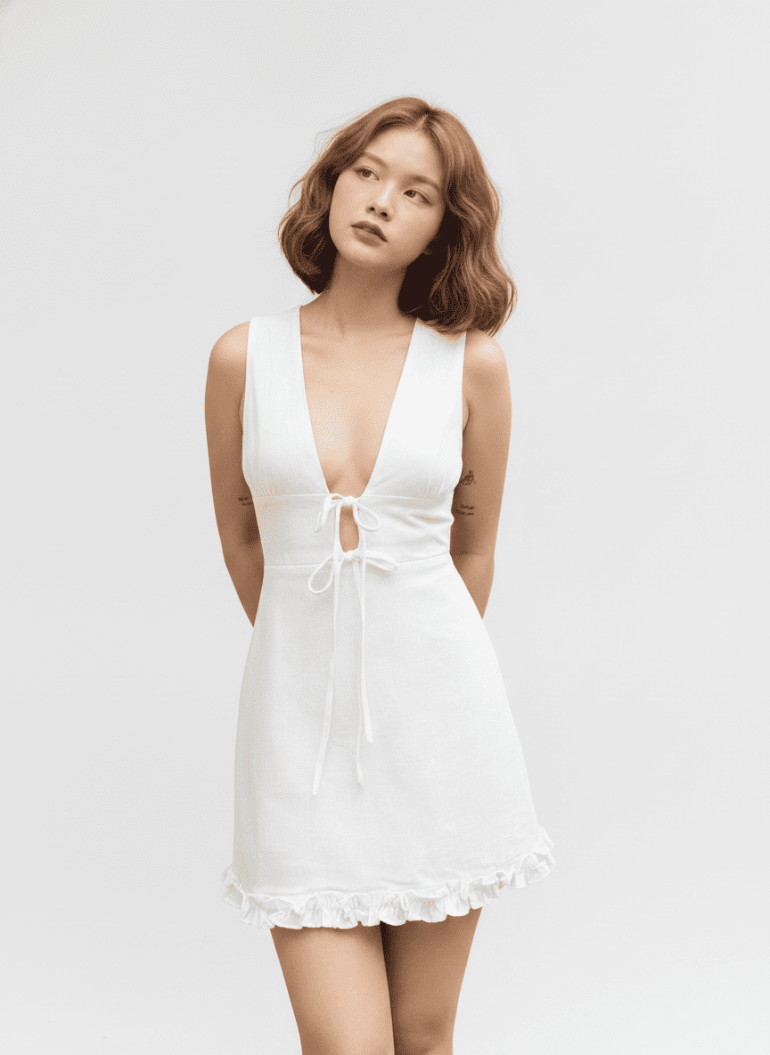 Deep V-Neck Short Dress