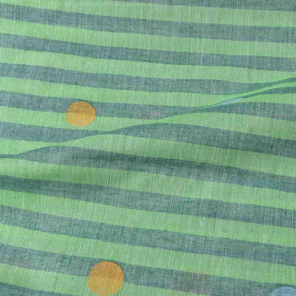 STRIPE GREEN JAMDANI PURE COTTON 60 GSM HANDWOVEN FABRIC