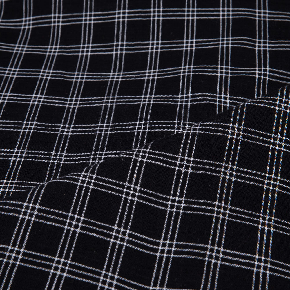 CHECK BLACK PURE COTTON 90 GSM HANDWOVEN FABRIC