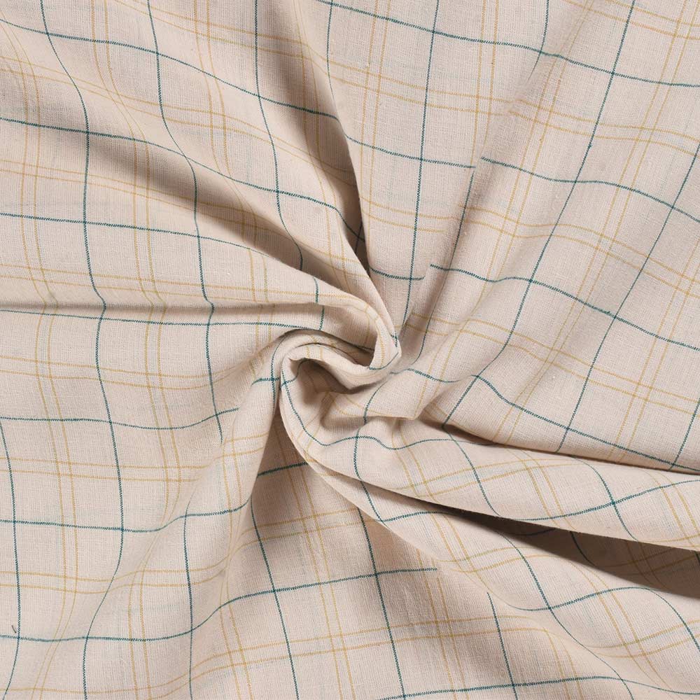 Check Cream Khadi Cotton 96 GSM Handwoven Fabric