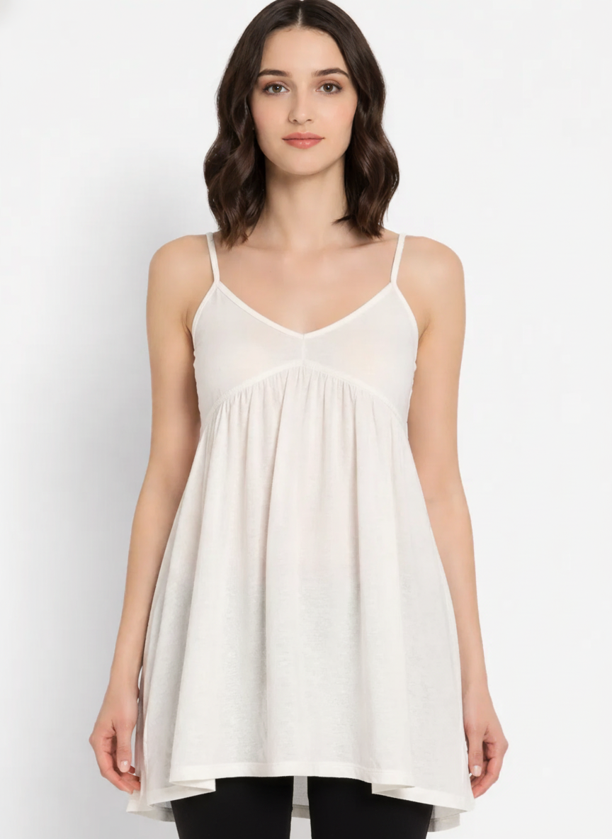 Spaghetti Sleeves Long Cut Top