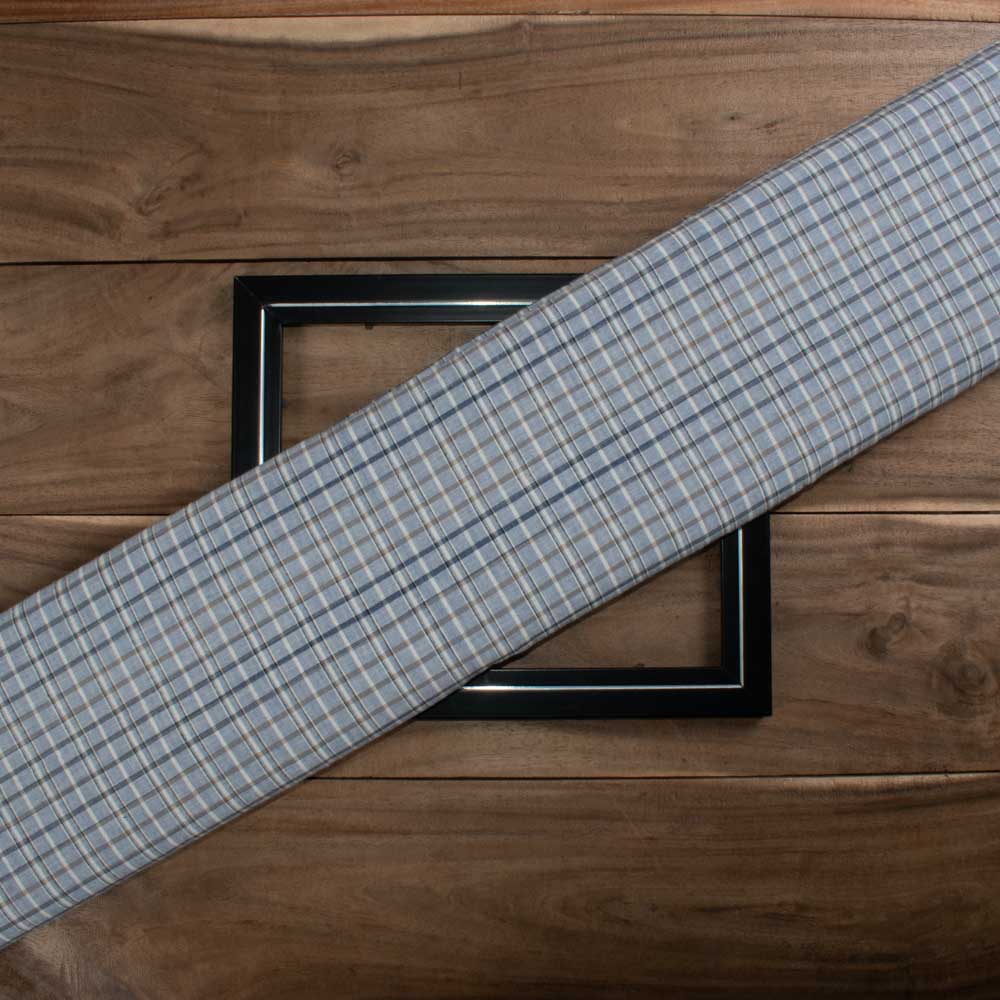 Check Grey Yarn Tie Dye Pure Cotton 95 GSM Handwoven Fabric
