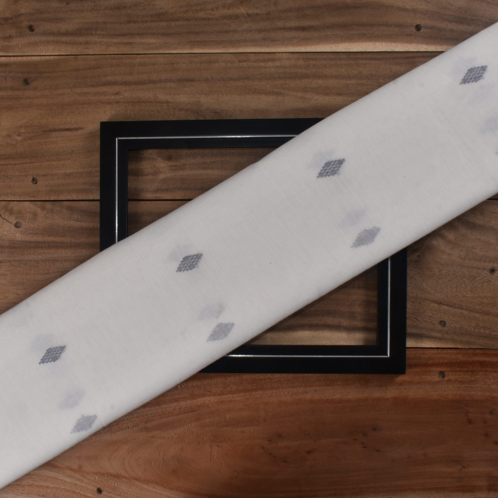 Geometric White Jamdani Pure Cotton 56 GSM Handwoven Fabric 209