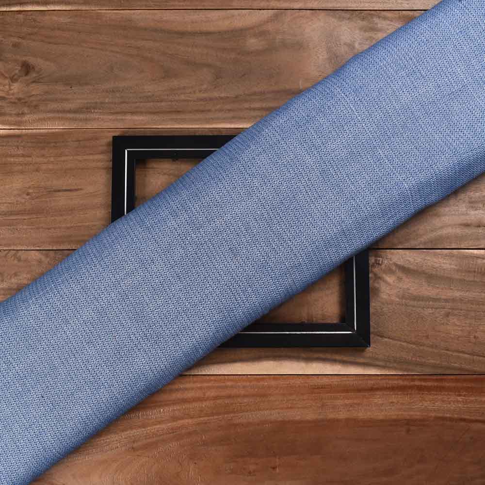 Herringbone Blue 100 GSM Pure Cotton Handwoven Fabric