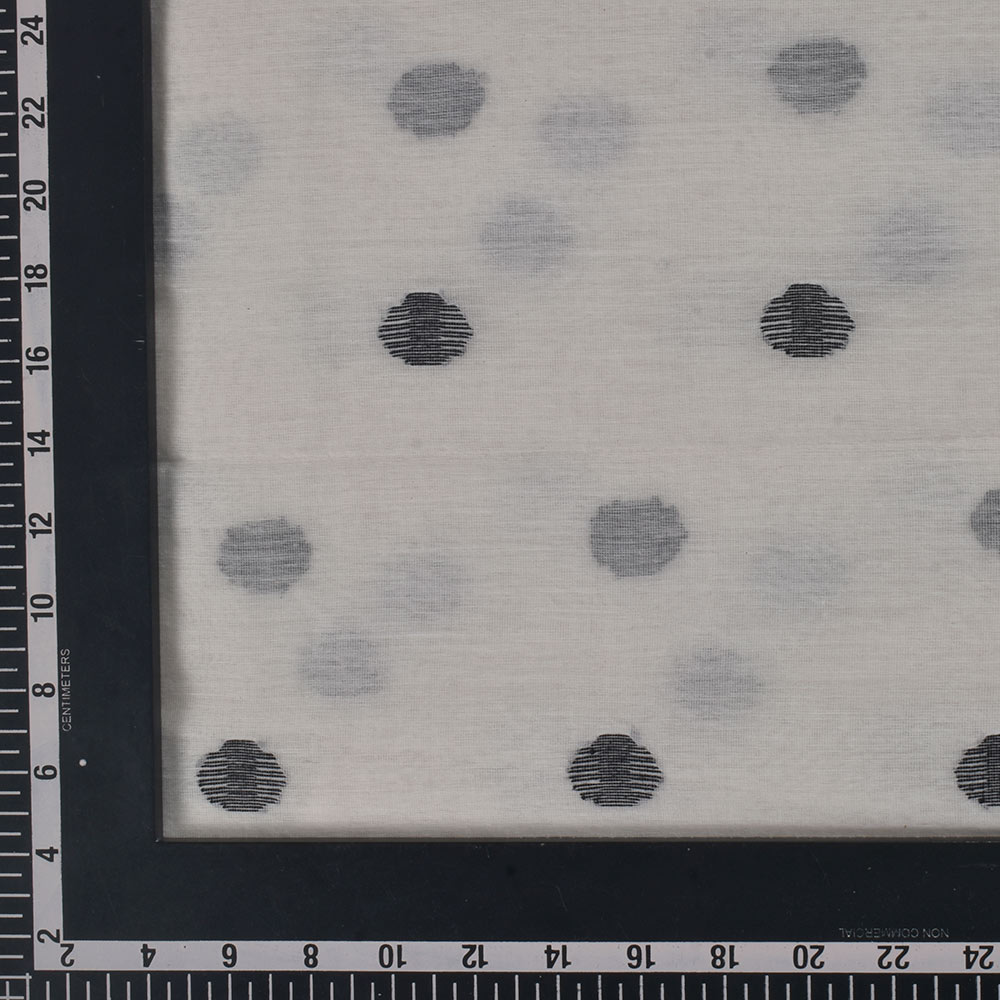 POLKA DOT WHITE JAMDANI COTTON SILK BLEND 62 GSM FABRIC