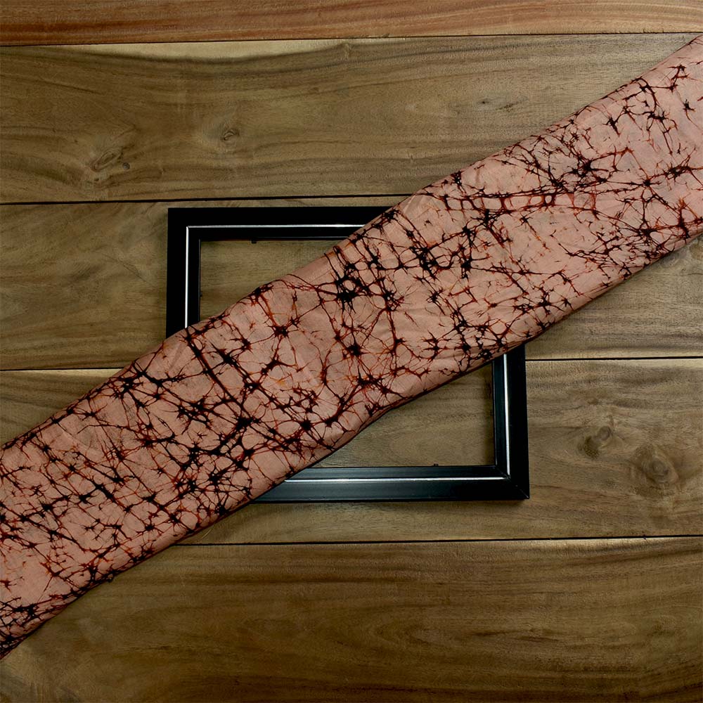 Abstract Brown Black Batik Mulberry Silk 40 GSM Fabric