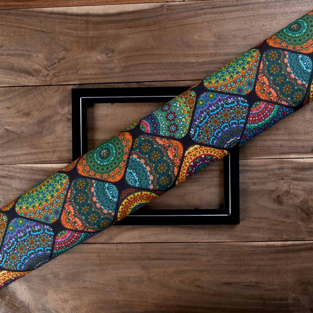 Abstract Black Digital Printed Khadi Cotton 120 GSM Handwoven Fabric