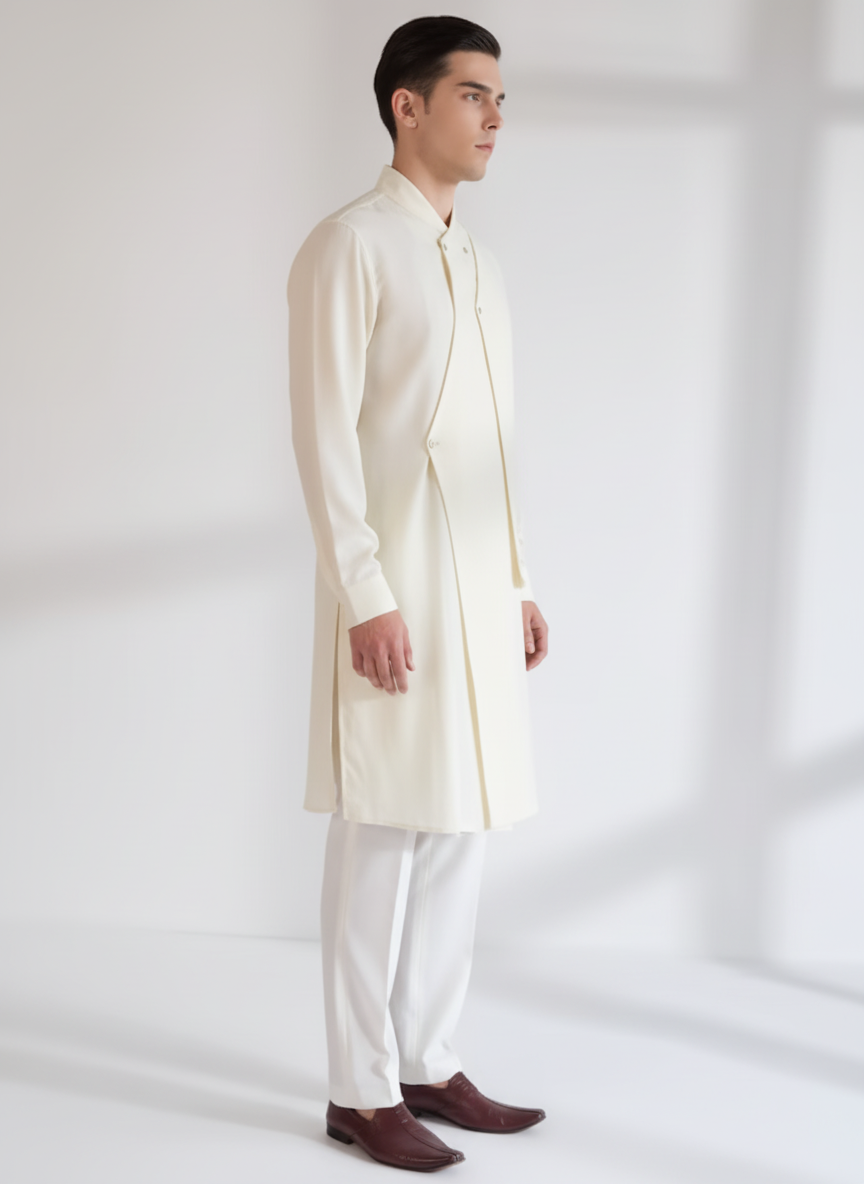 Double Panel Men's Asymmetric Kurta
