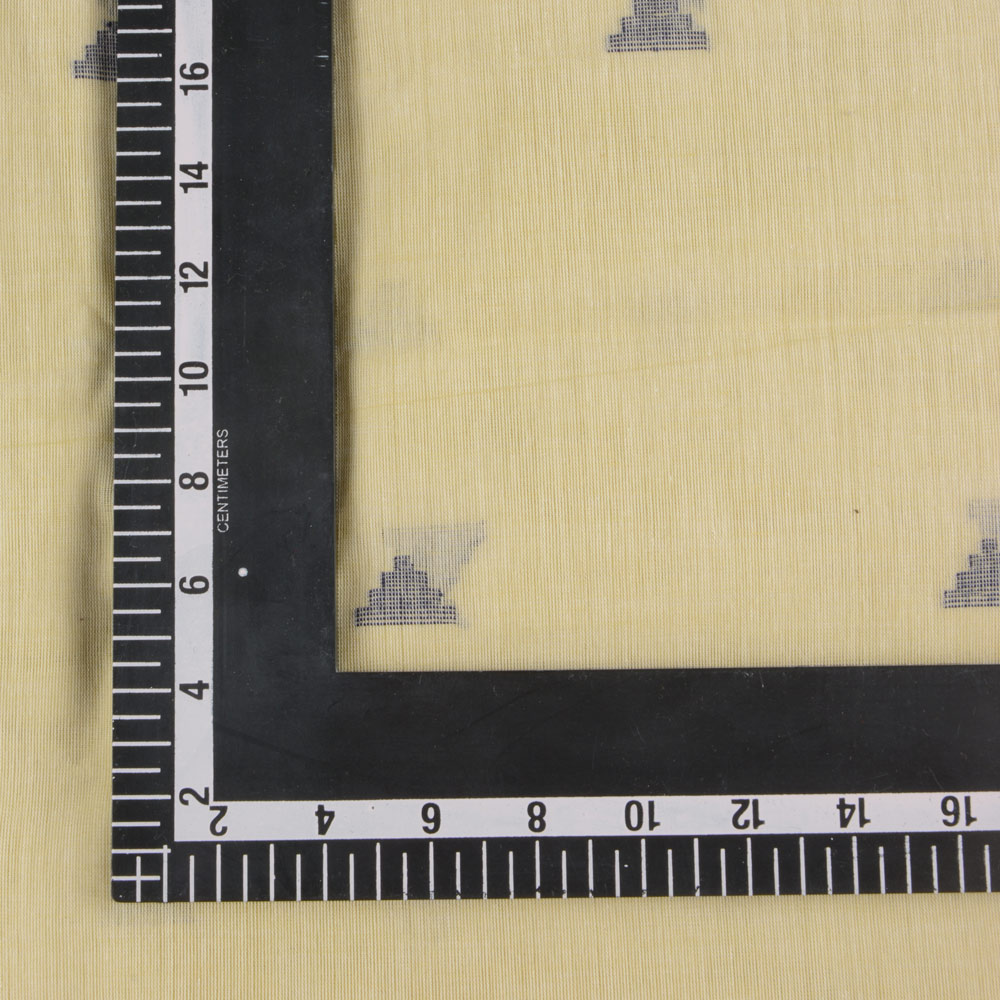 GEOMETRIC PALE YELLOW JAMDANI PURE COTTON 55 GSM FABRIC