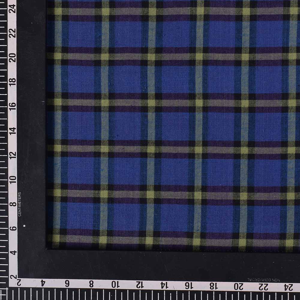 CHECK BLUE GREEN PURE COTTON 90 GSM HANDWOVEN FABRIC 502