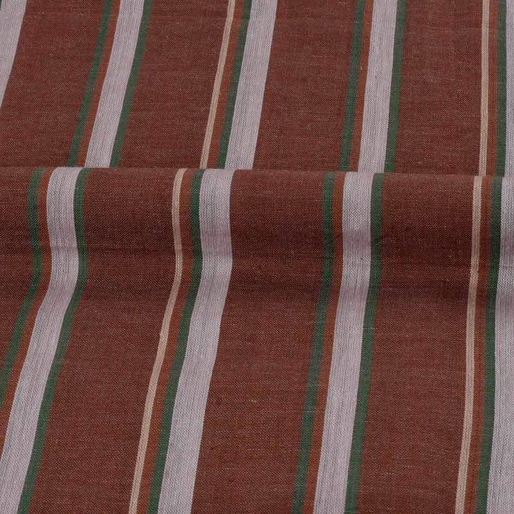 STRIPE BROWN PURE COTTON 75 GSM HANDWOVEN FABRIC