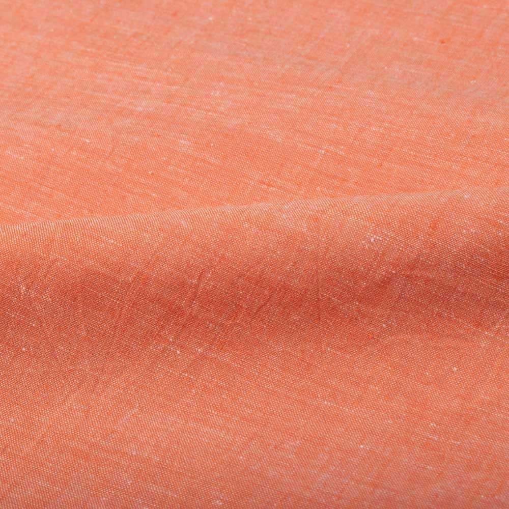Chambray Orange Khadi Cotton 92 GSM Handwoven Fabric As11