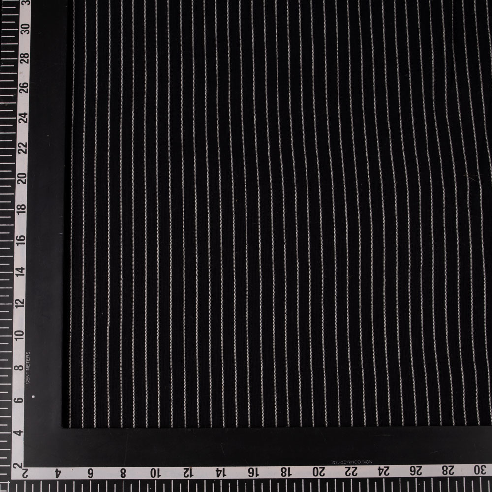 PINSTRIPE BLACK PURE COTTON 100 GSM HANDWOVEN FABRIC