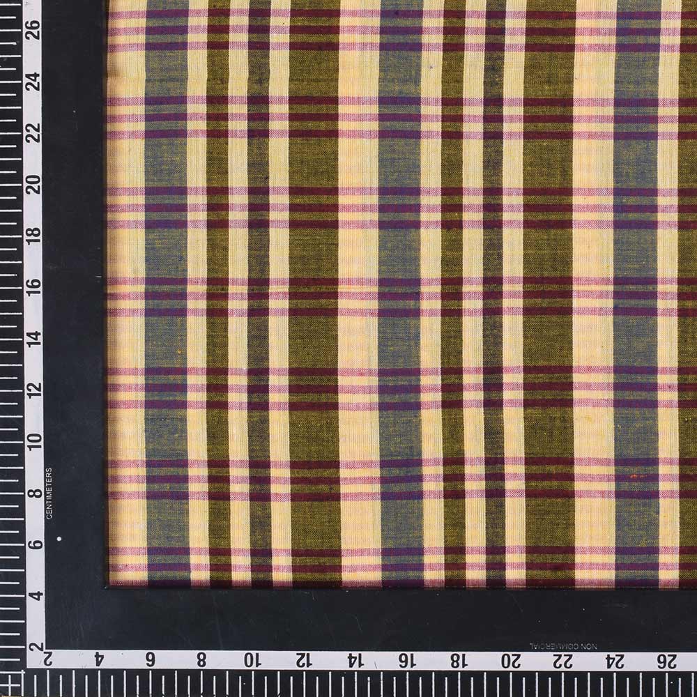 CHECK MULTICOLOR PURE COTTON 82 GSM HANDWOVEN FABRIC