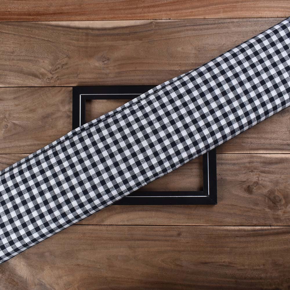 Check Black White Pure Khadi 122 GSM Handwoven Fabric